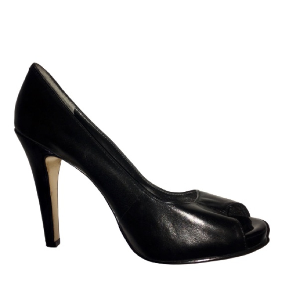Nine West Escher Pump Black Leather Peep Toe